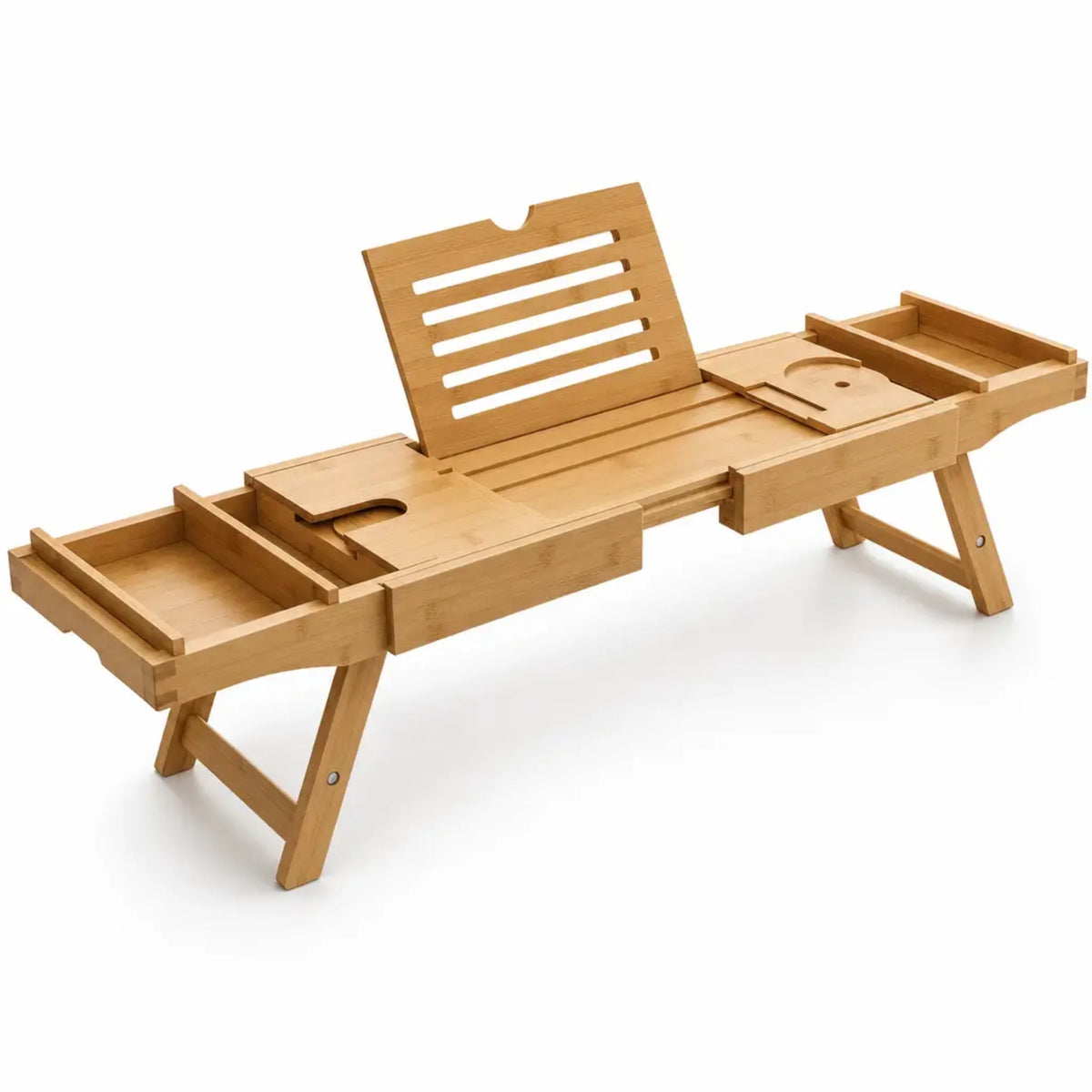 Bathtub Tray Expandable Bamboo Angled Device Holder