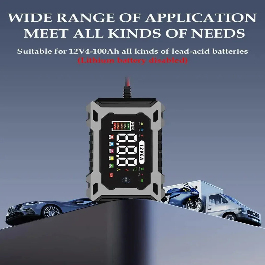 Battery Charger 12V Digital Display Automatic Cutoff