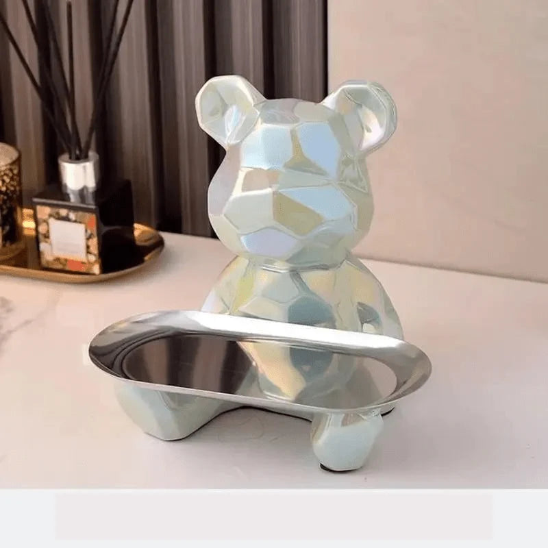 Bear Coin Bank Ceramic Catchall Tray Organizer