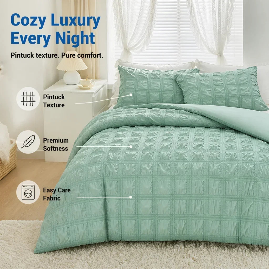 Bedding Set Pintuck Texture Breathable & Wrinkle-Resistant