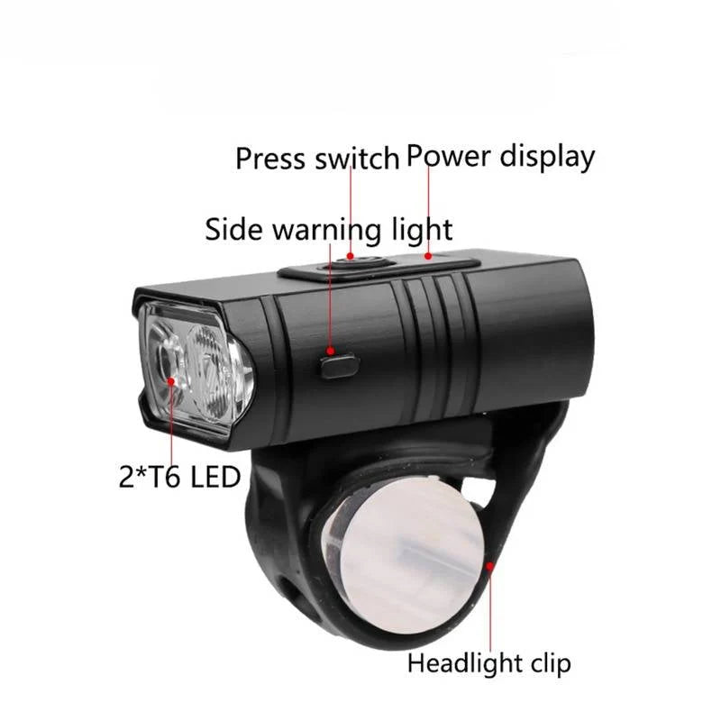 Bicycle Headlight & Taillight Set 1000 Lumens USB Rechargeable