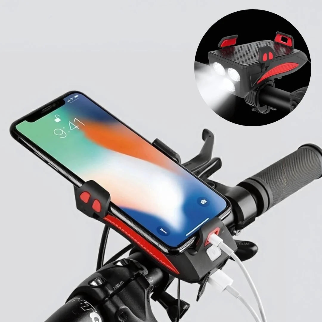 Bicycle Light Adjustable Phone Mount Power Bank & Horn