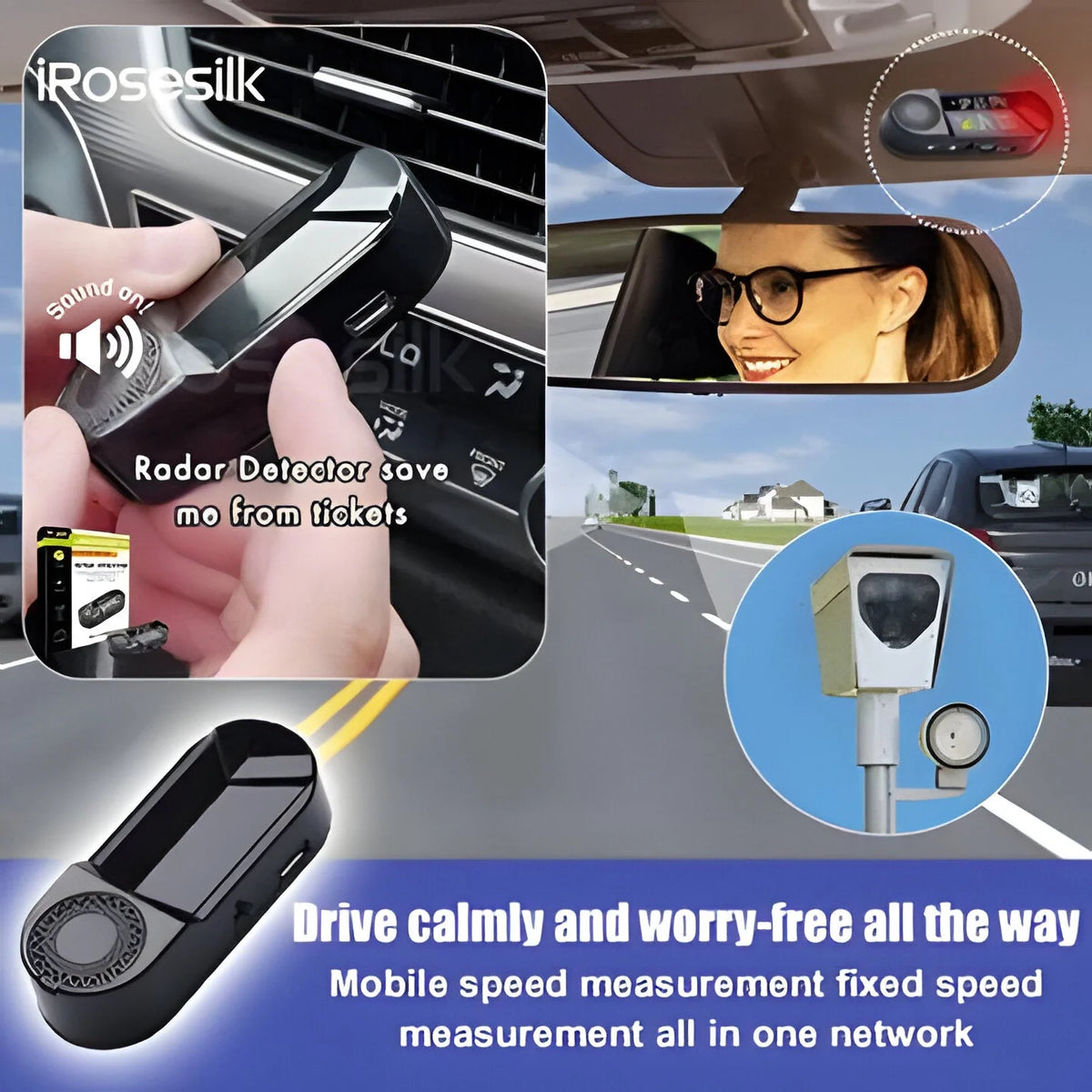 Bicycle Radar Detector Solar-Powered Multi-Mode LED