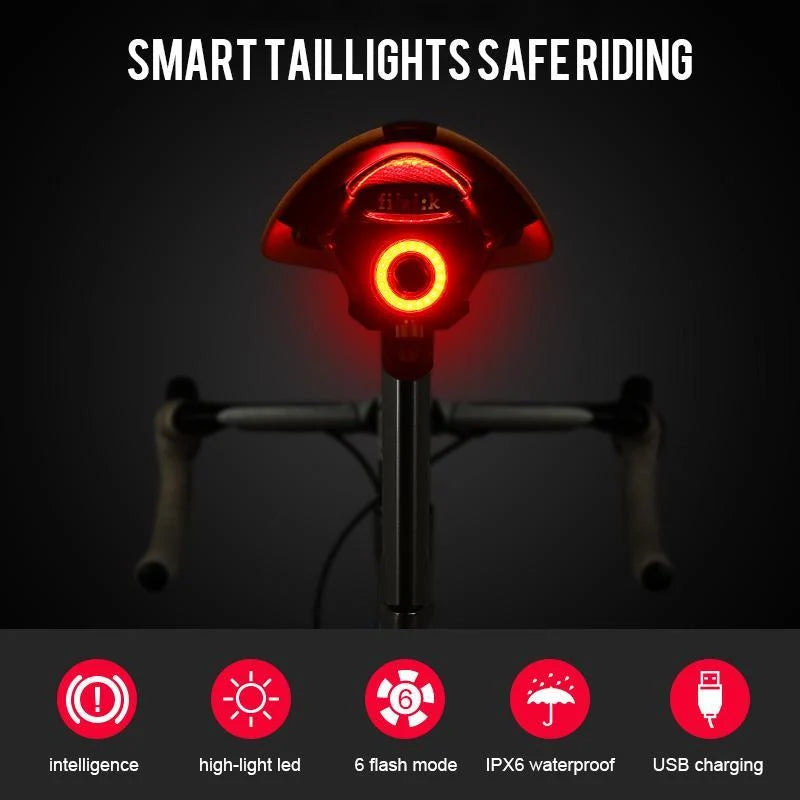 Bicycle Rear Light Automatic Brake Detection USB Rechargeable