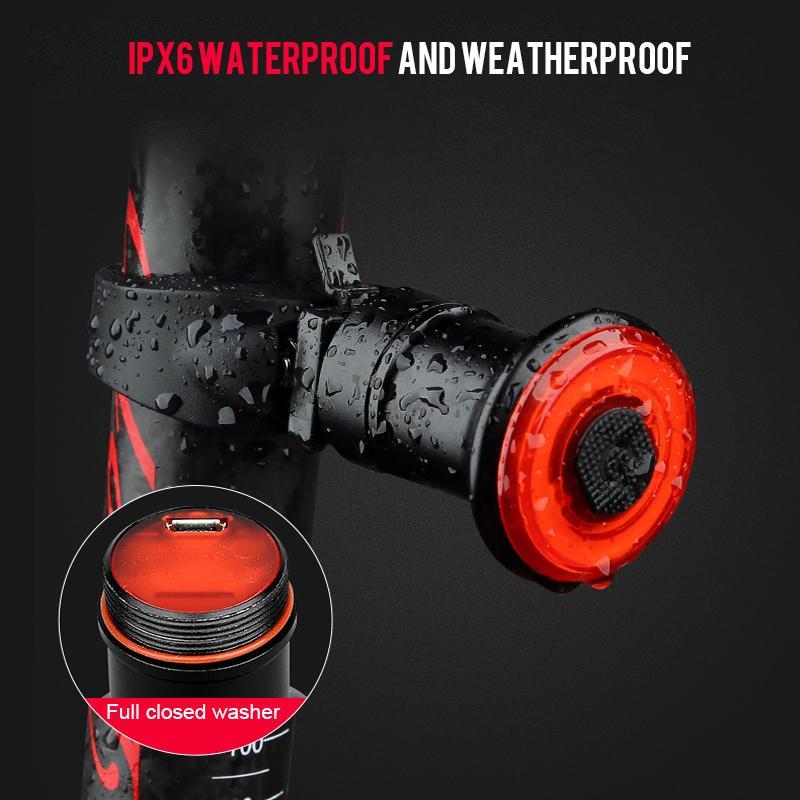 Bicycle Rear Light Automatic Brake Detection USB Rechargeable