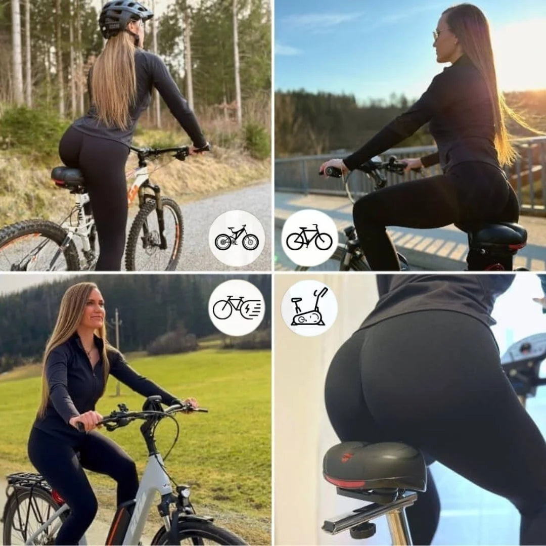 Bicycle Saddle Wide Padded LED Taillight Shock-Absorbing