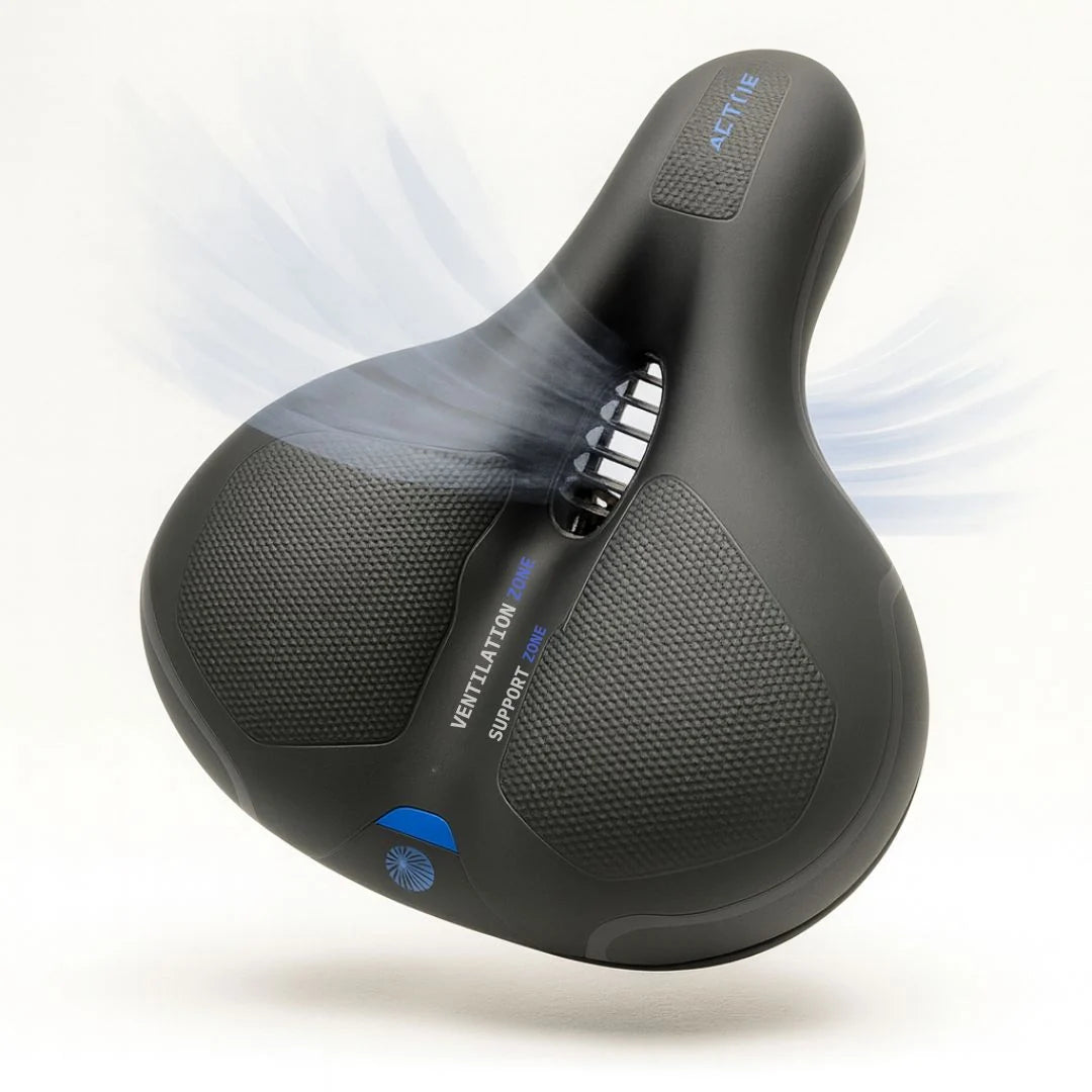 Bicycle Saddle Wide Padded Shock-Absorbing LED Taillight