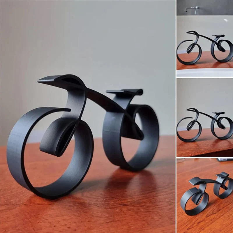 Bicycle Sculpture Minimalist Wire Silhouette & Iron Matte Finish