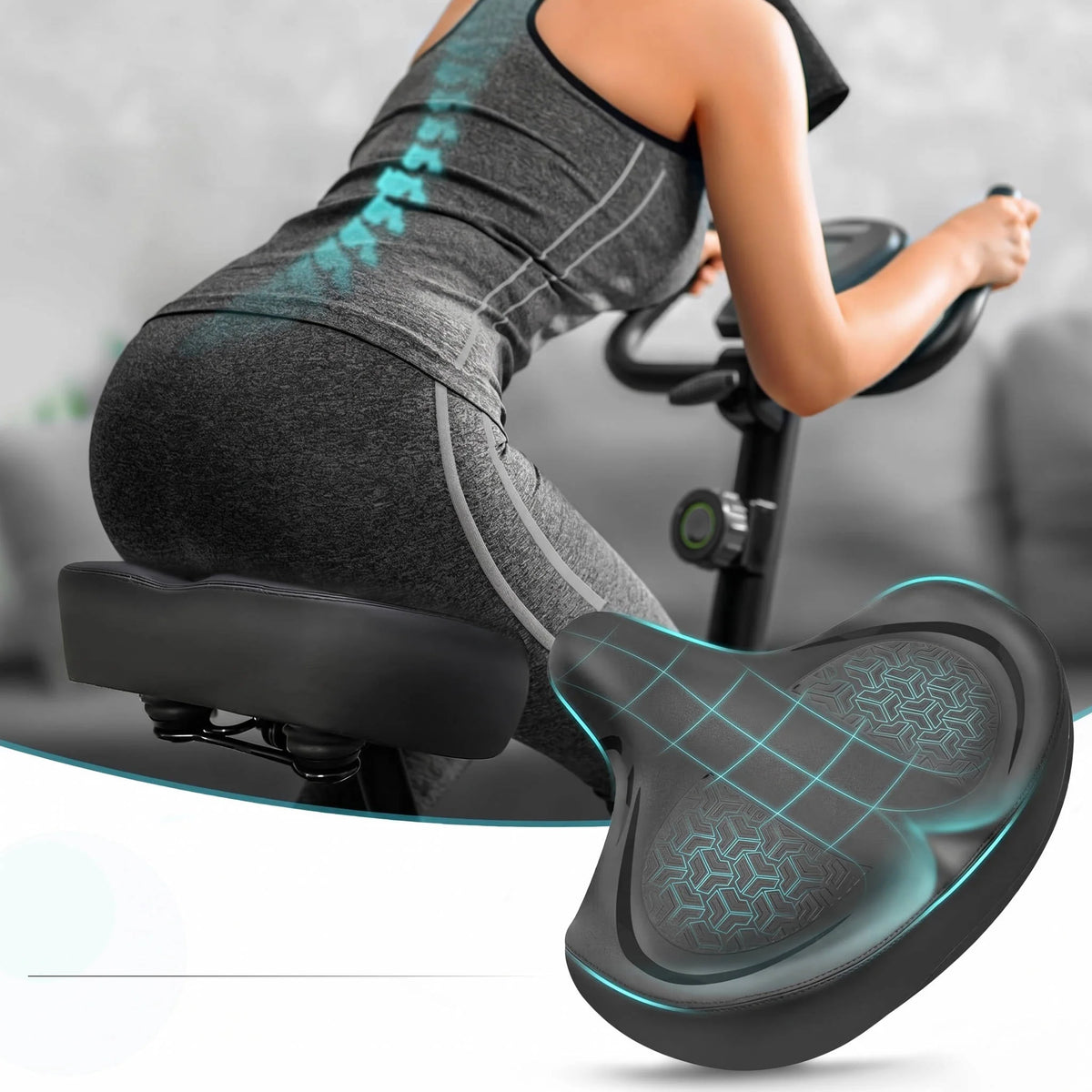 Bicycle Seat Cushion Memory Foam Gel Dual Shock Springs