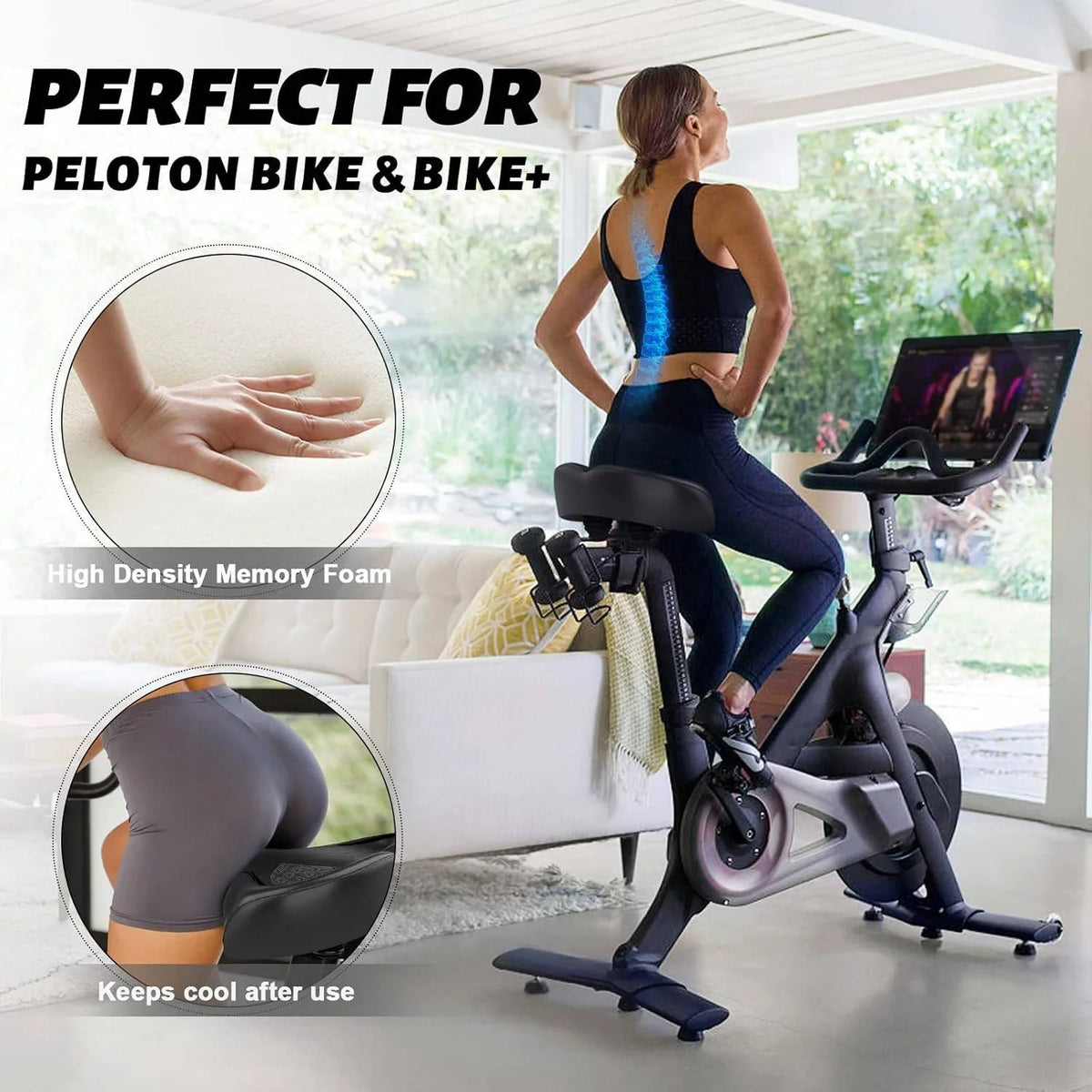 Bicycle Seat Cushion Memory Foam Gel Dual Shock Springs