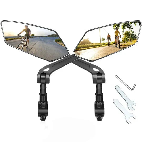 Bike Handlebar Mirror HD Glass 360Β° Adjustable Foldable