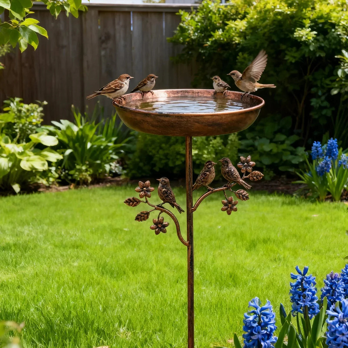 Bird Bath Metal Shallow Bowl Stable Ground Spike