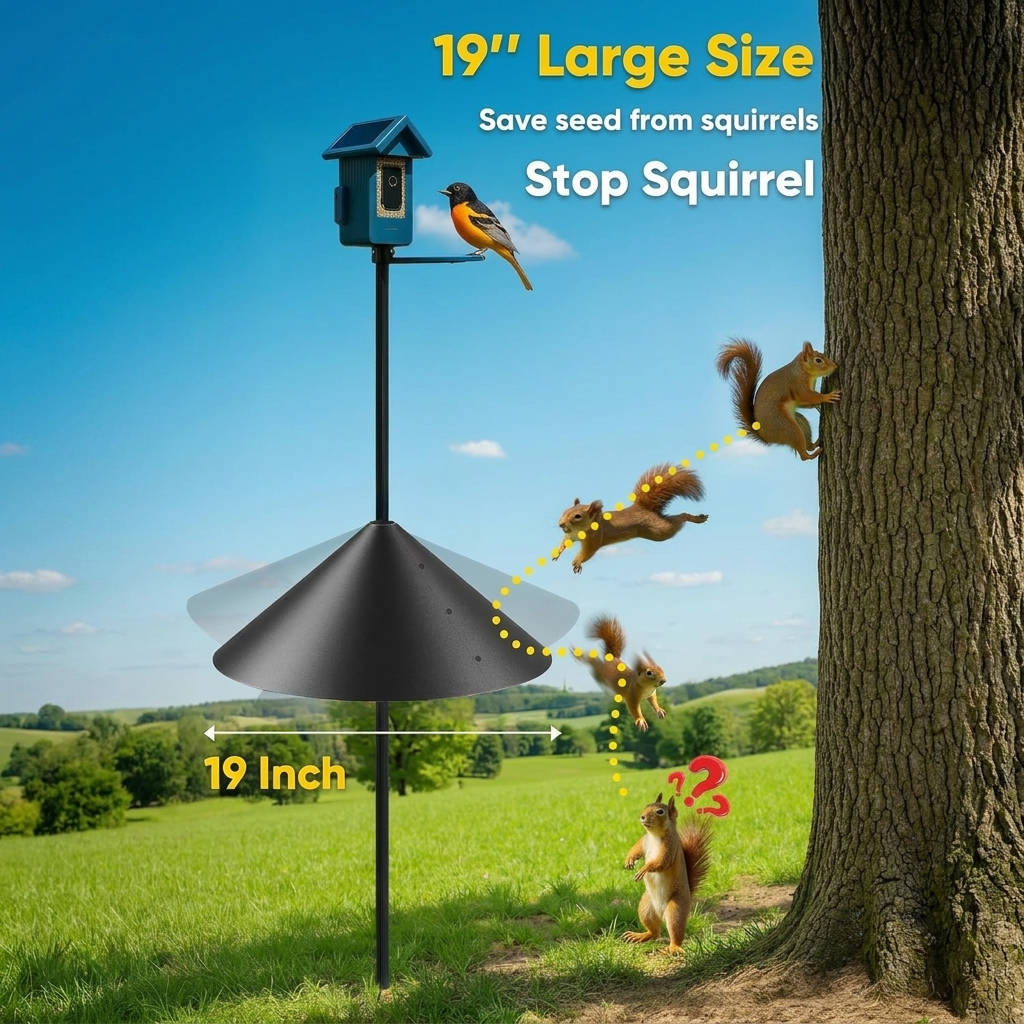 Bird Feeder Baffle 19-Inch Powder-Coated Metal Squirrel Guard