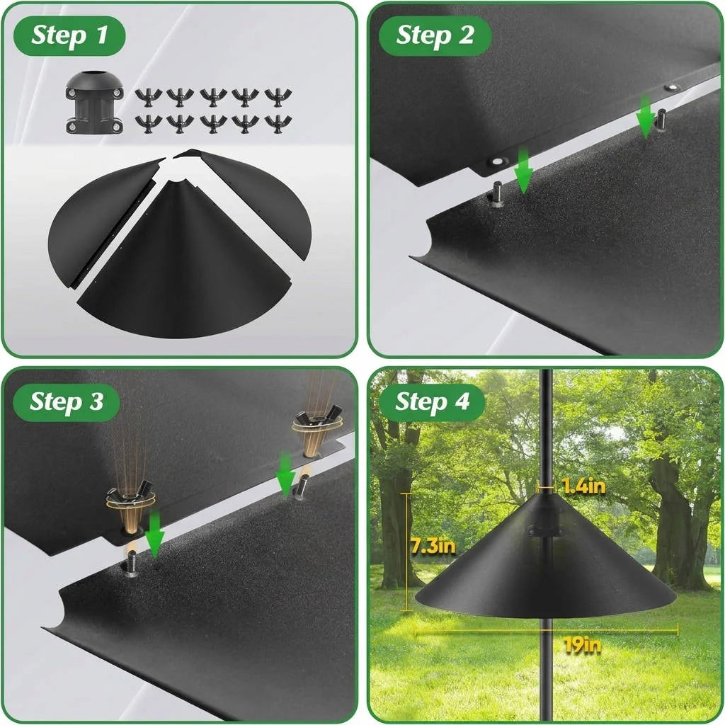 Bird Feeder Baffle 19-Inch Powder-Coated Metal Squirrel Guard