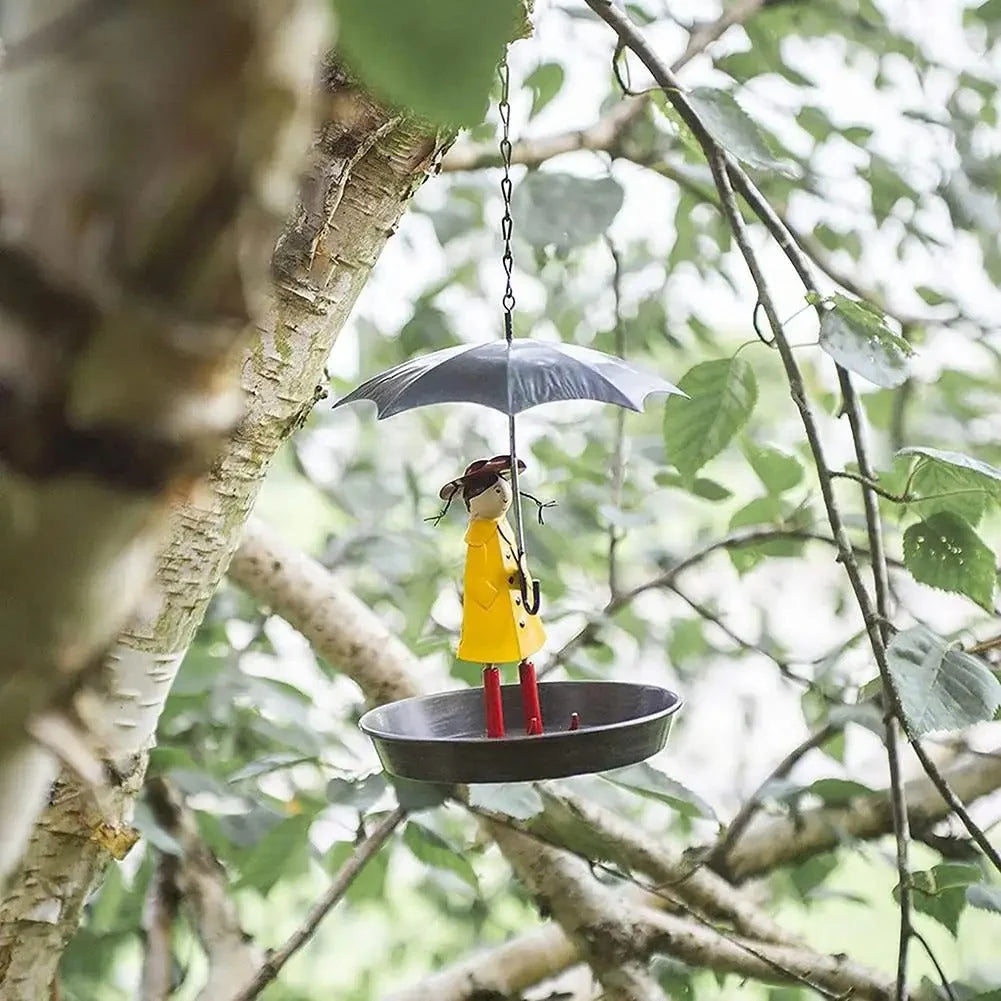 Bird Feeder Powder-Coated Metal Raincoat Design Large Refill Opening