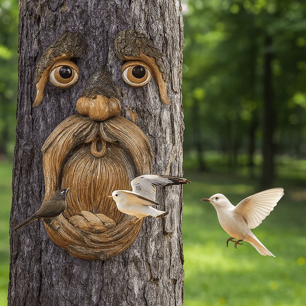 Bird Feeder Tree Face Weather-Resistant Resin