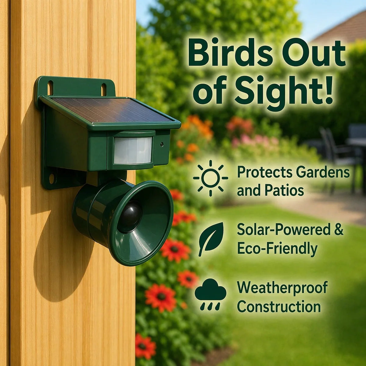 Bird Repellent Solar-Powered Motion Sensor