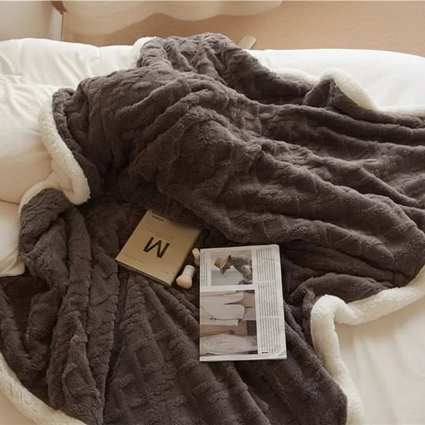 Blanket Double-Sided Lambswool & Flannel Machine Washable Waterproof