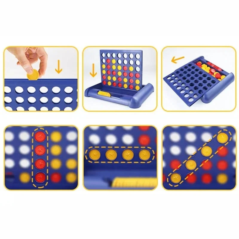 Board Game Four-In-A-Row Foldable Portable Two-Player