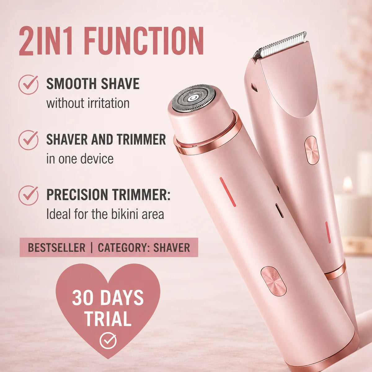Body Shaver 2-in-1 Waterproof USB-C Rechargeable
