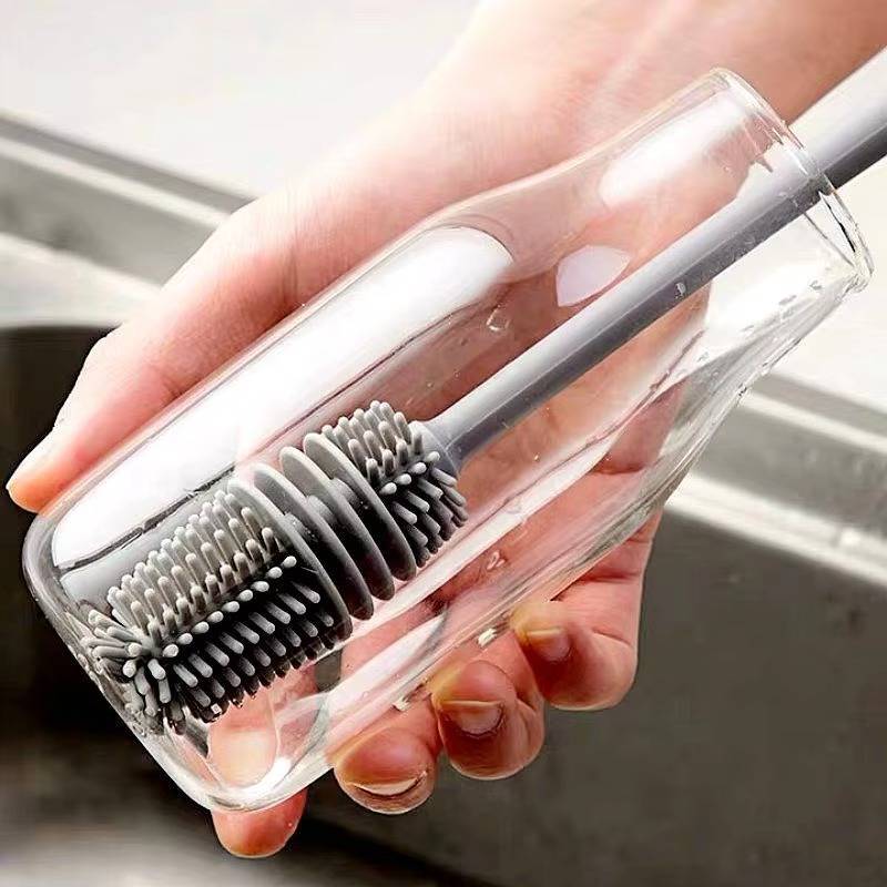 Bottle Brush Rotating Head Soft Fiber Bristles 13-Inch Reach