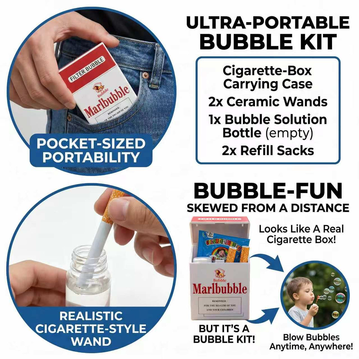 Bubble Blower Toy Cigarette-Inspired Portable Bubble Kit