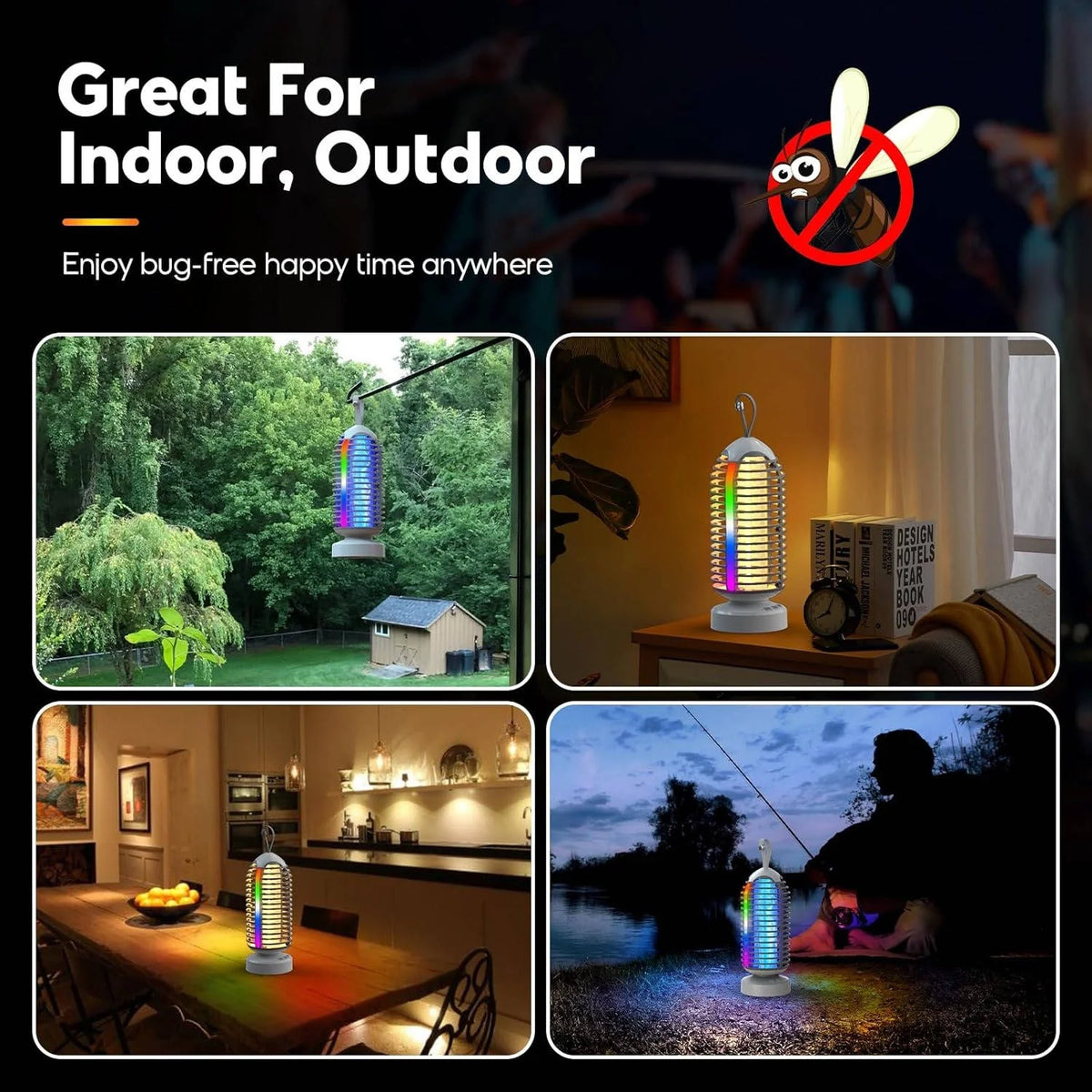 Bug Zapper Light USB-C Rechargeable 2,100 Sq Ft Coverage