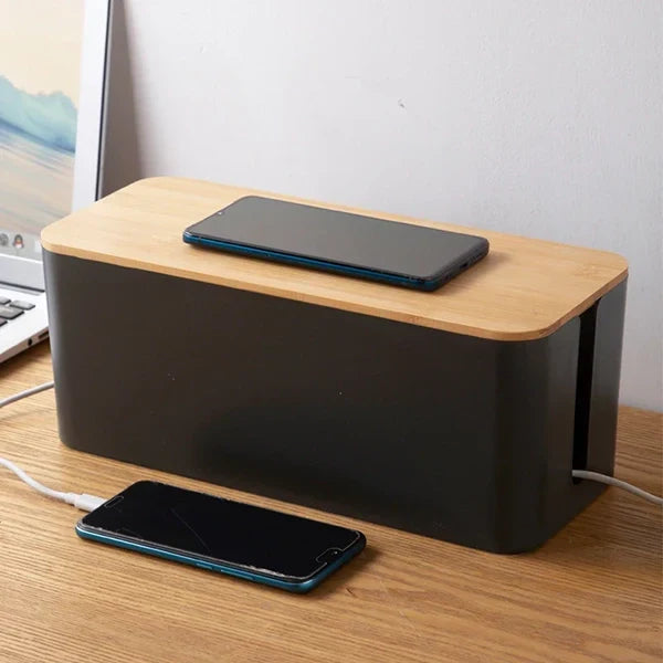 Cable Organizer Box Secure Lid Side Openings