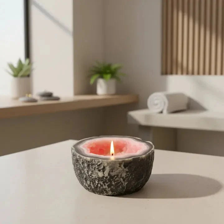 Candle Crystal Geode Bowl Natural Wax & Even Flame