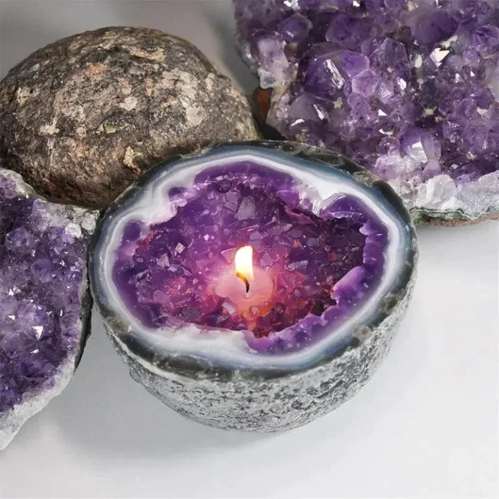 Candle Crystal Geode Bowl Natural Wax & Even Flame
