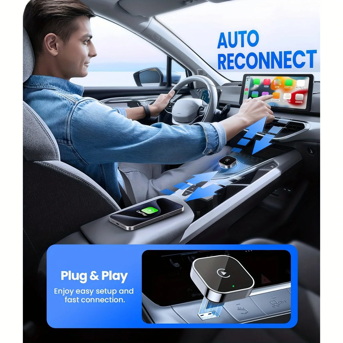 Car Adapter Wireless Plug & Play Auto Pairing