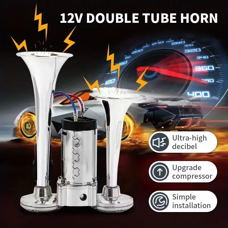 Car Air Horn Dual 130 dB Auto-Refill Compressor