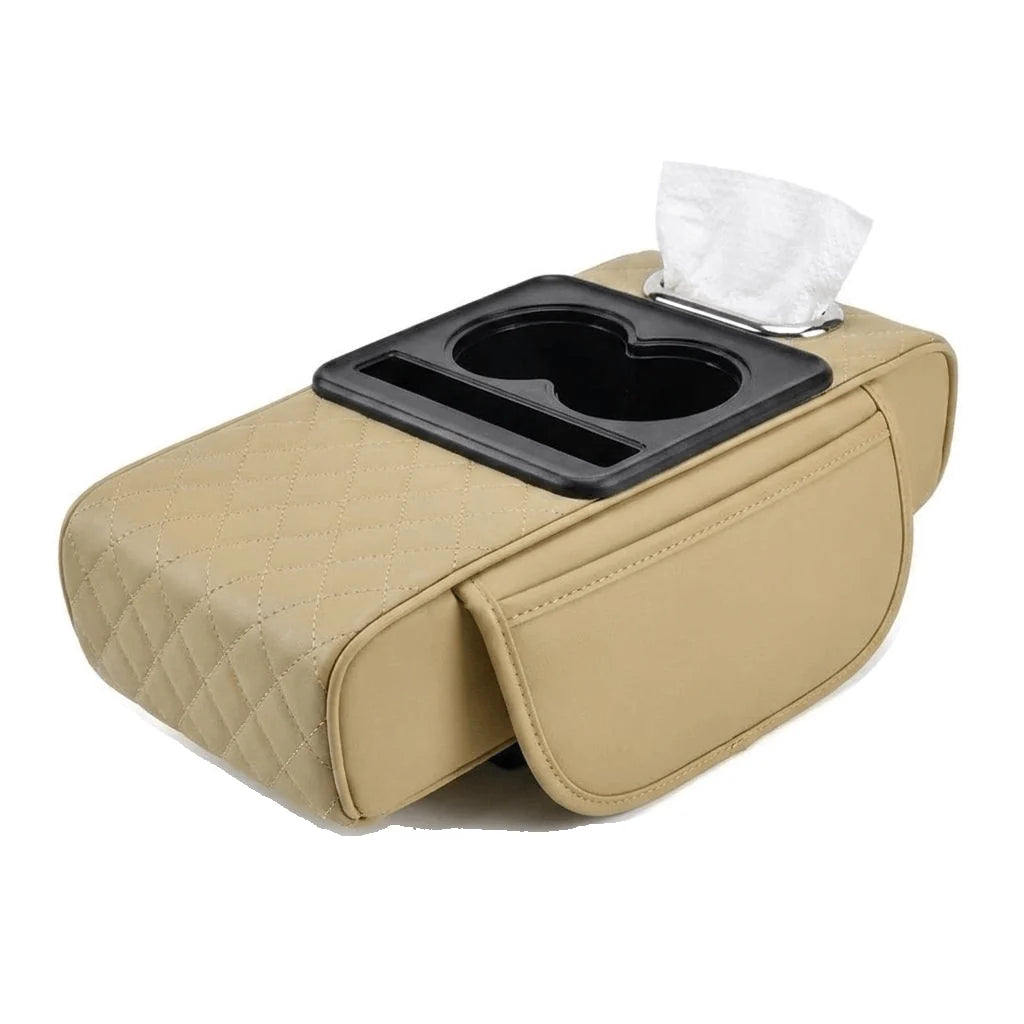 Car Armrest Organizer Memory Foam Padded Cup Holder