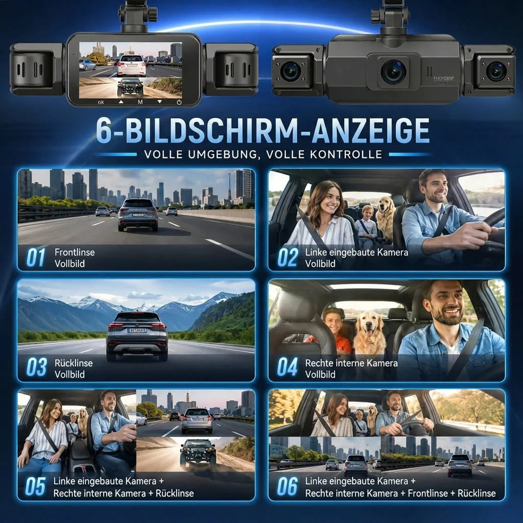 Car Dash Camera 4-Channel 1920P Night Vision