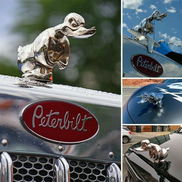 Car Grille Emblem Duck Design Chrome-Plated Pin Mount