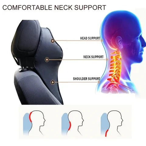Car Headrest Neck Cushion Ergonomic Support Removable Washable Cover
