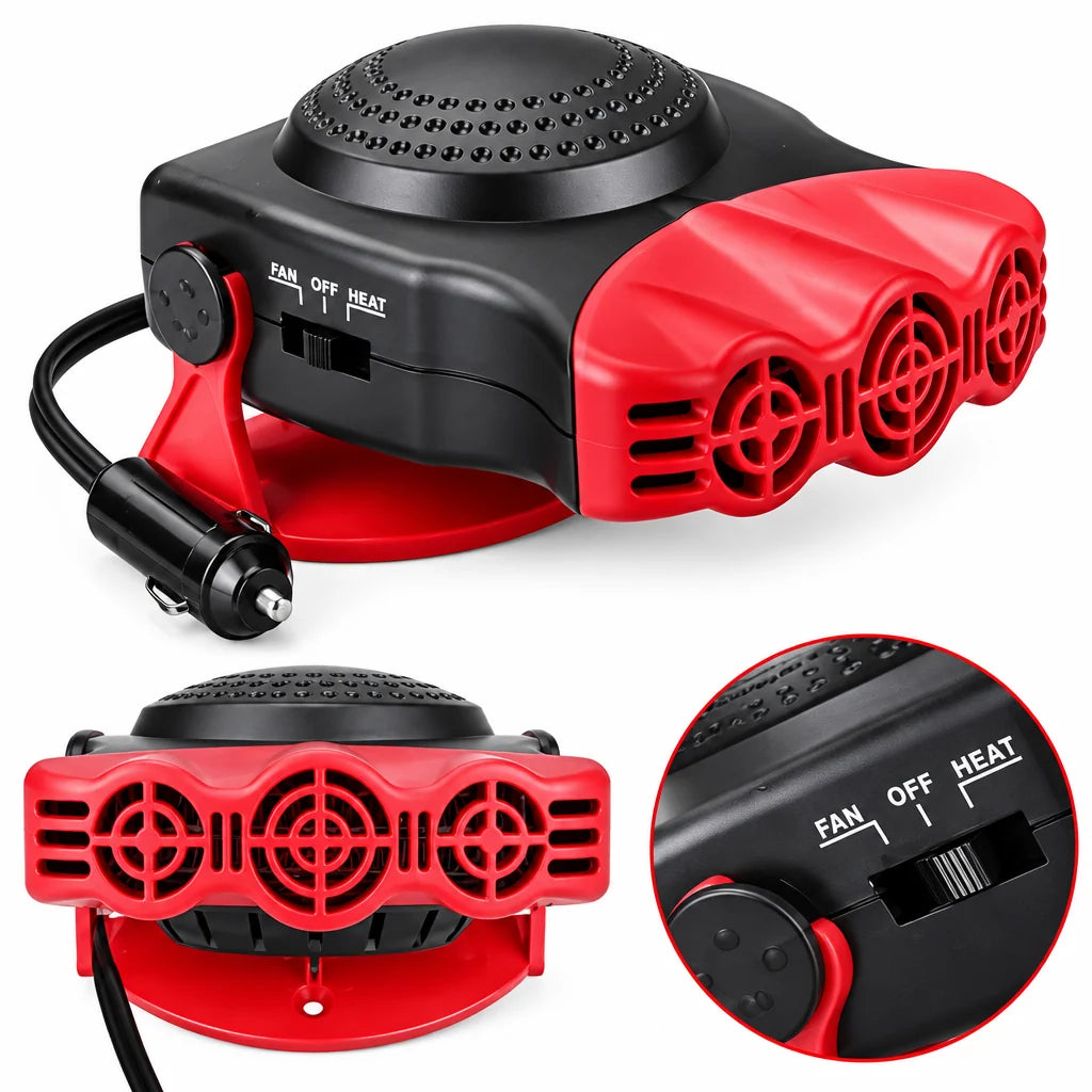 Car Heater 12V Heat & Fan Modes 180° Adjustable Airflow