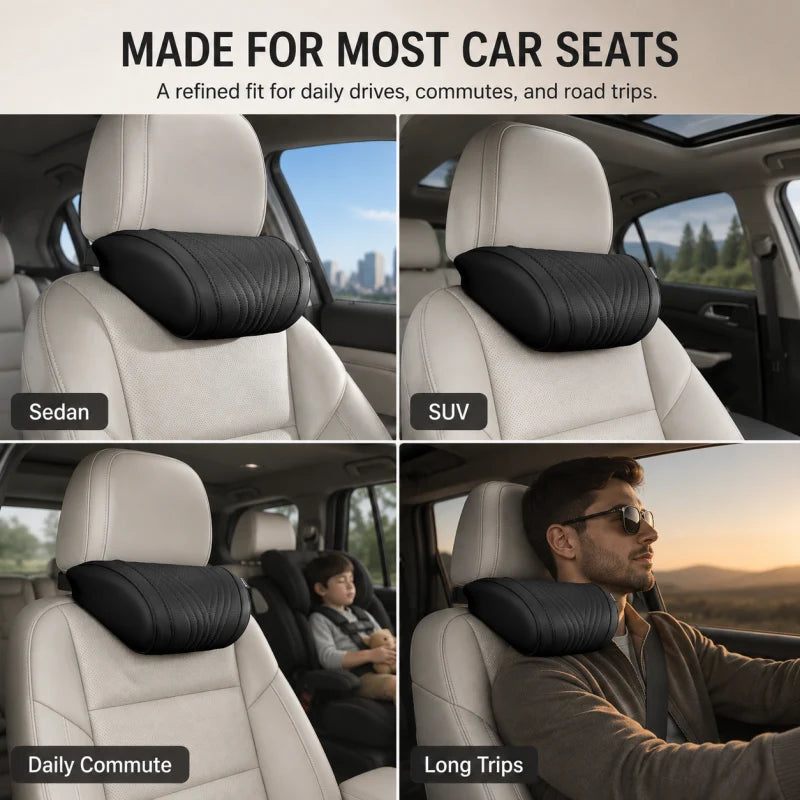 Car Neck Pillow Ergonomic Contour Adjustable Strap