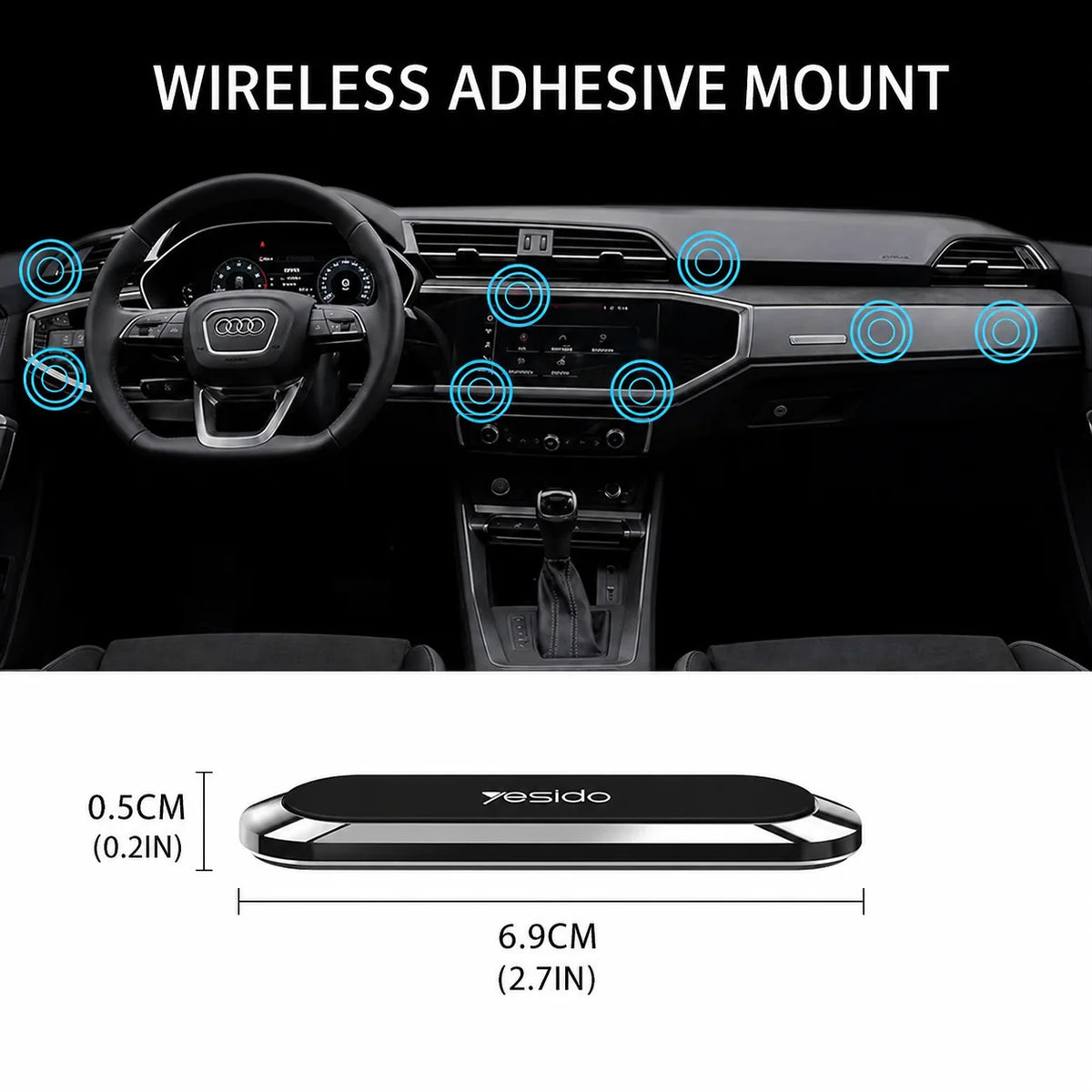 Car Phone Mount Strong Magnetic Hold & 360° Rotation