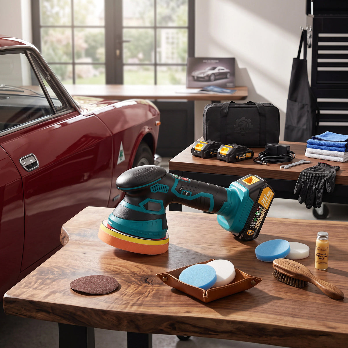 Car Polisher Cordless Orbital Variable Speed With Foam Pads