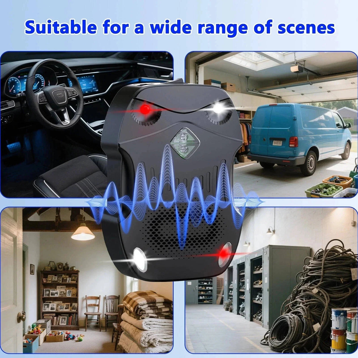 Car Rodent Repeller Vibration-Activated Ultrasonic USB & Car Power
