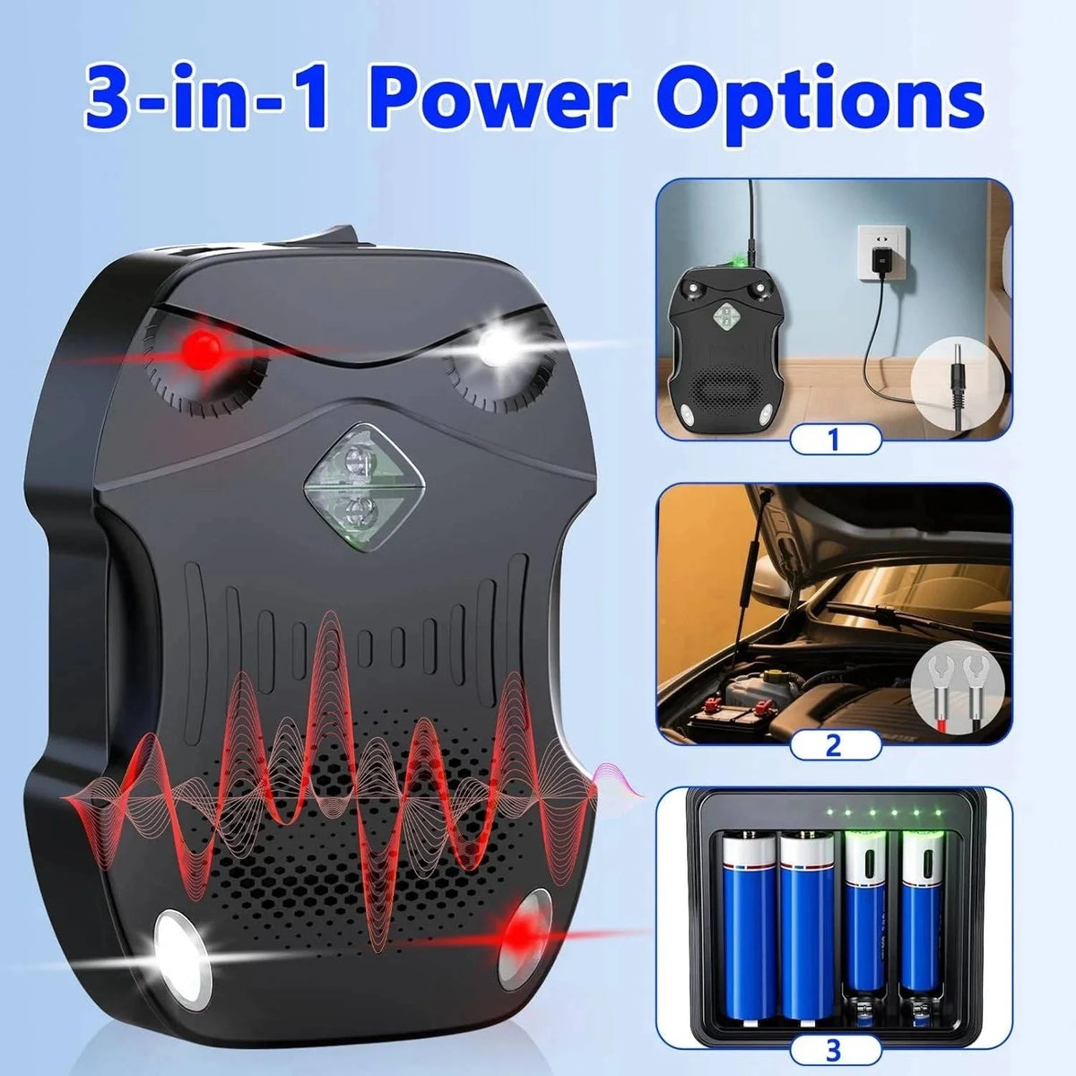 Car Rodent Repeller Vibration-Activated Ultrasonic USB & Car Power