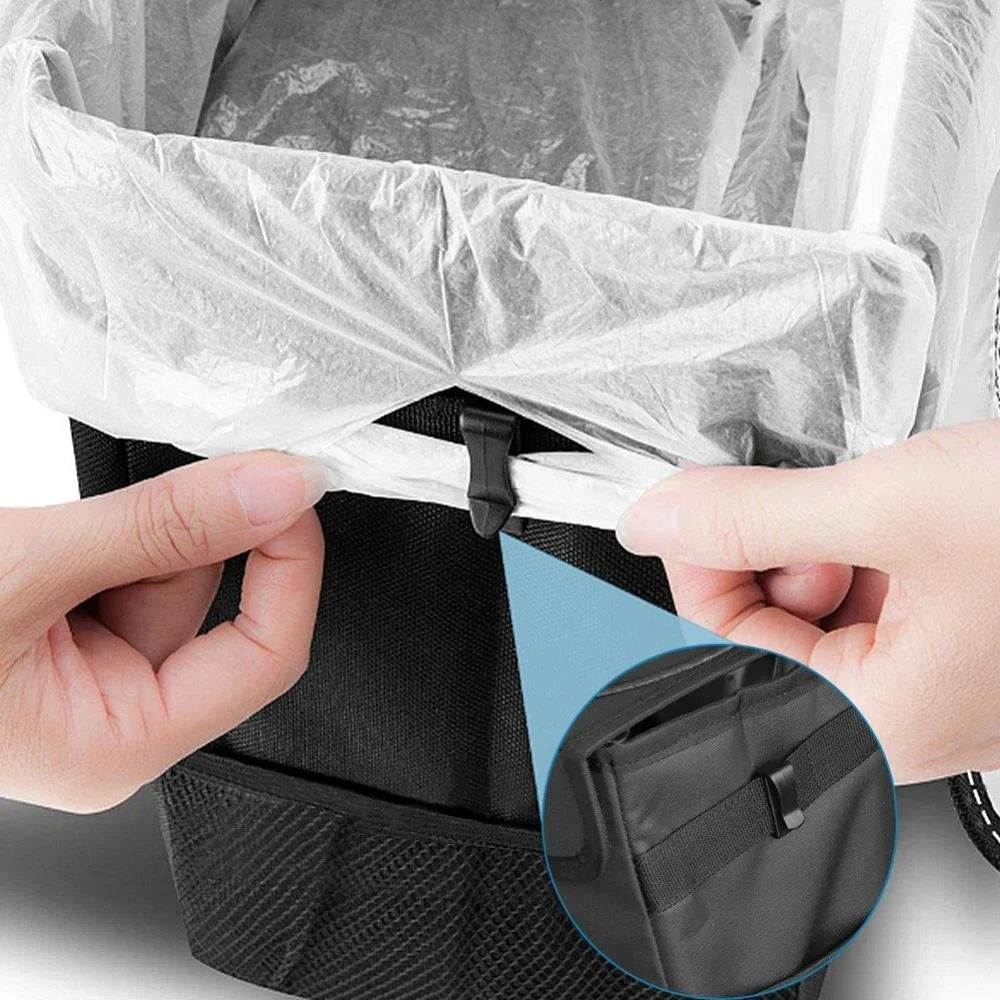Car Trash Bin Collapsible Waterproof Interior Secure Lid