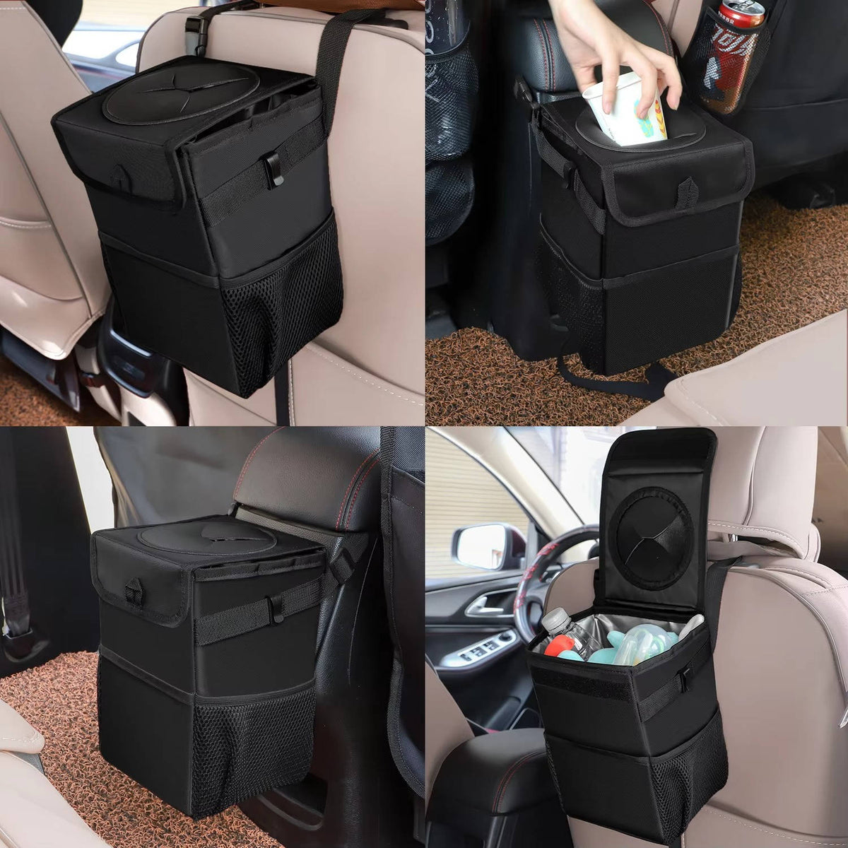 Car Trash Can Leakproof Lining & Concealing Lid
