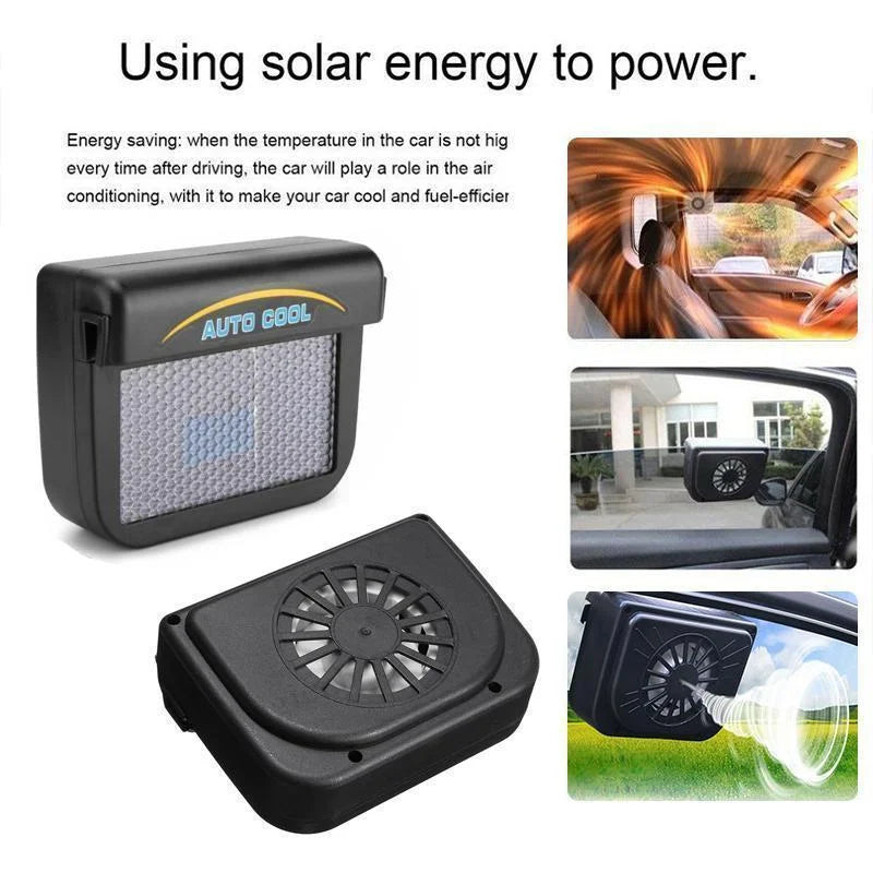 Car Window Vent Fan Solar-Powered Dual Airflow