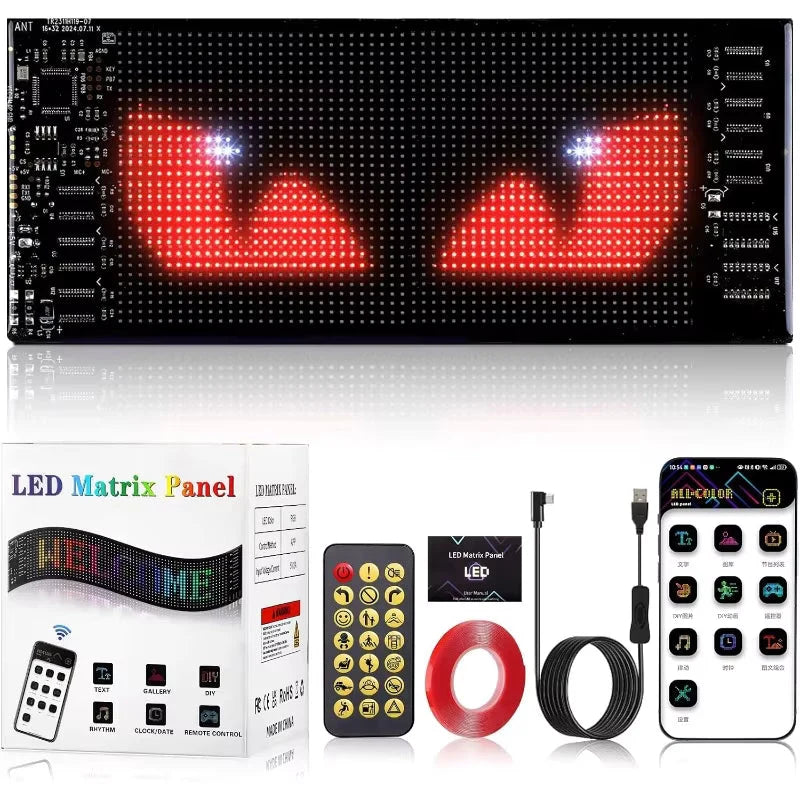 Car Windshield LED Display RGB App & Remote Control