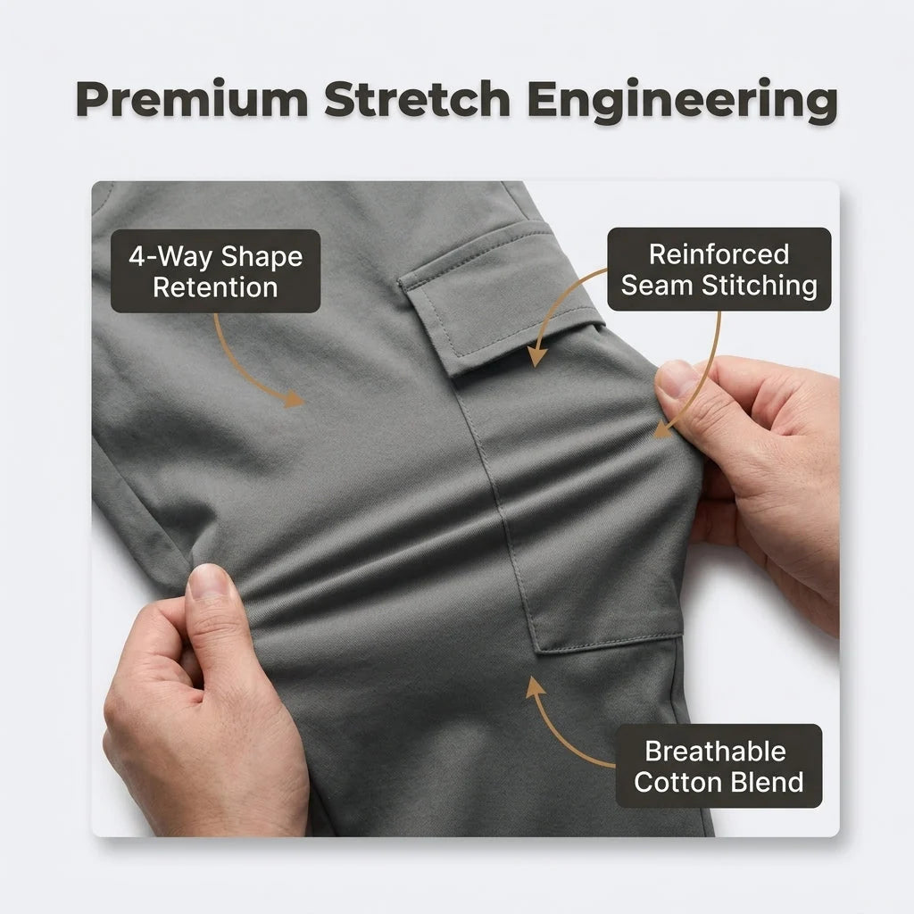 Cargo Jeans Slim Stretch Fit Six Pockets