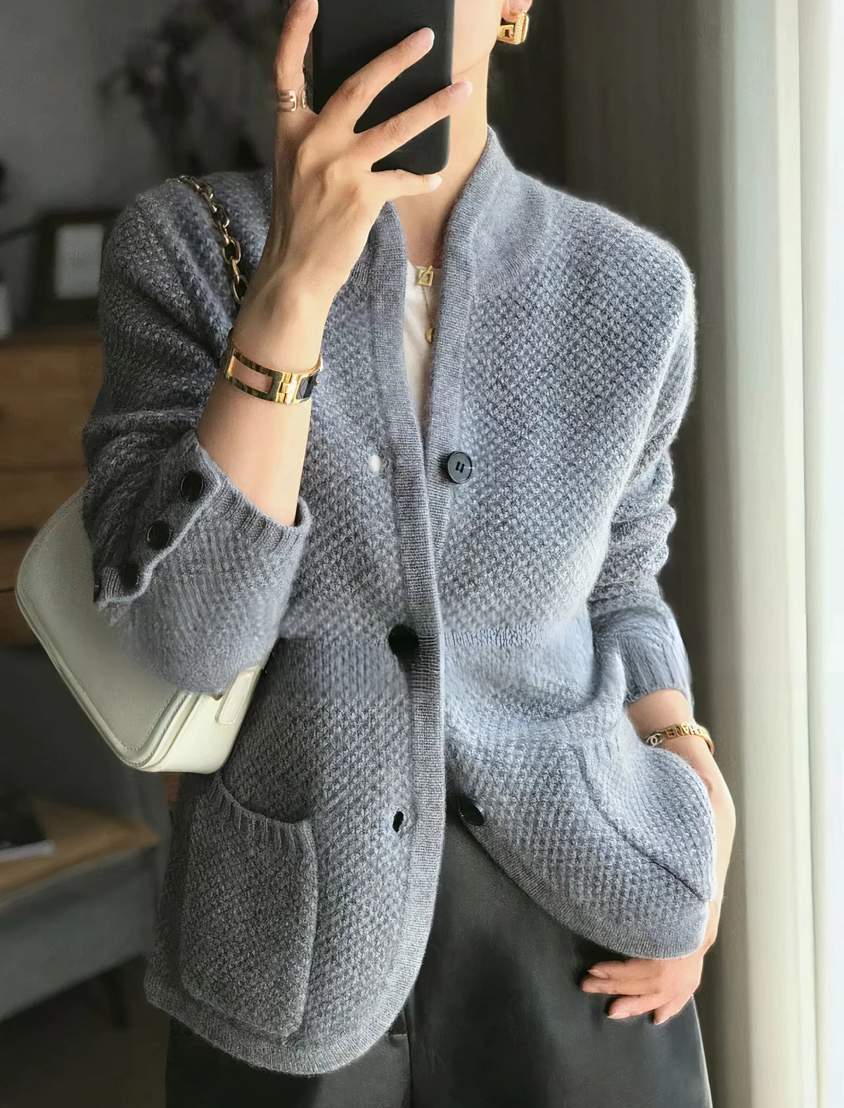 Cashmere Cardigan 100% Cashmere Lightweight Slim Fit Buttons