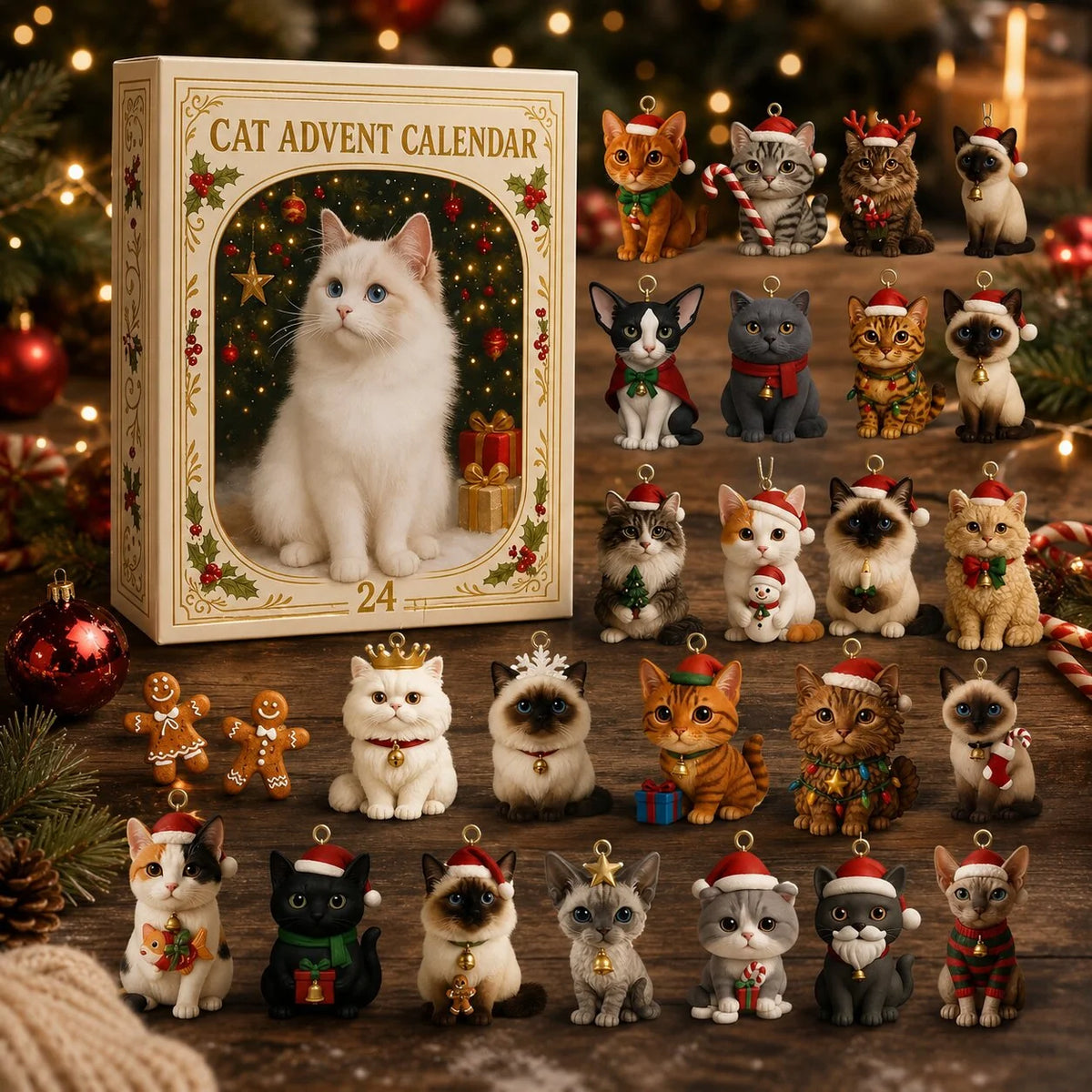 Cat Advent Calendar 24 Plastic Figurines Reusable
