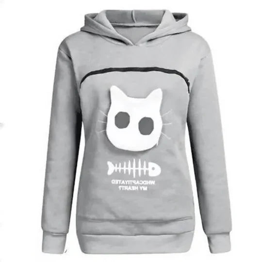 Cat Cuddle Hoodie Breathable Fleece Front Pouch